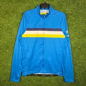 Novara Mens Cycling Jersey Large Blue Long Sleeve Full Zip Striped Bike Shirt
